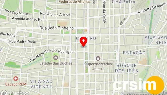 mapa de Loja Zema - Alfenas Loja de departamento em - Centro