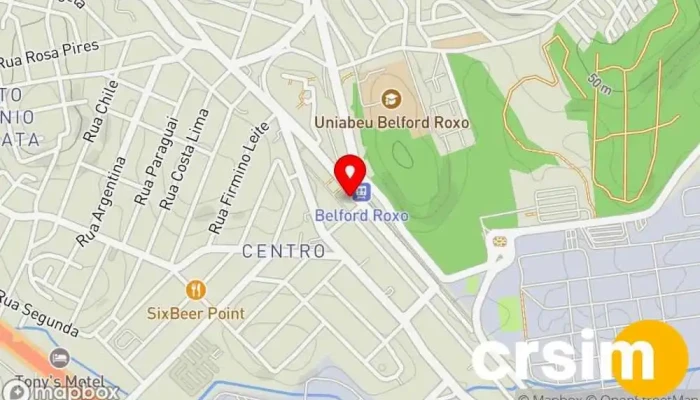 mapa de Lojas Achei Bazar, Loja de Informática, Loja de utensílios de cozinha, Papelaria, Loja de Brinquedos em Belford Roxo