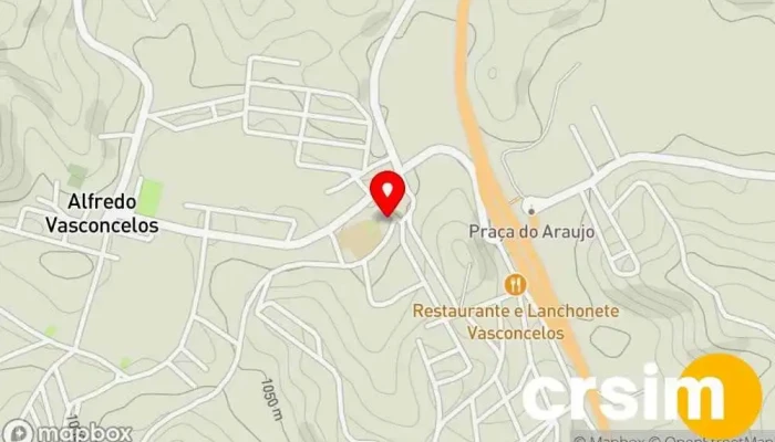 mapa de Prefeitura Municipal de Alfredo Vasconcelos Repartição pública local em Praça Bandeirantes