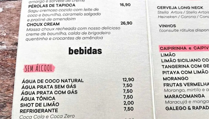 Restaurante Mirante -  Cardapio - Mangaratiba