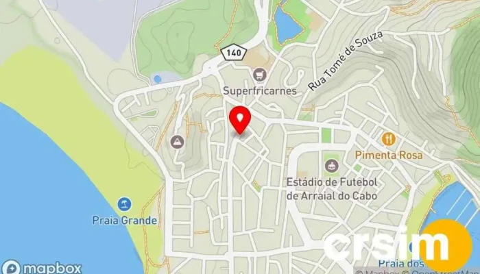 mapa de Rhavan Jóias Joalheria, Loja de acessórios de moda, Perfumaria, Loja de óculos de sol, Relojoaria em Arraial do Cabo
