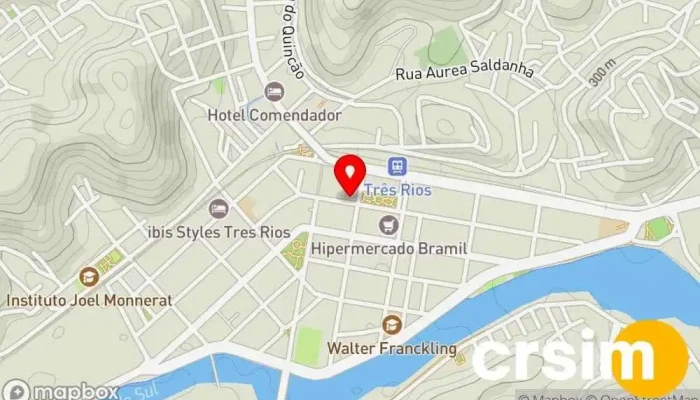 mapa de Shopping 3 Rios Shopping center em esquina com Rua Duque de Caxias